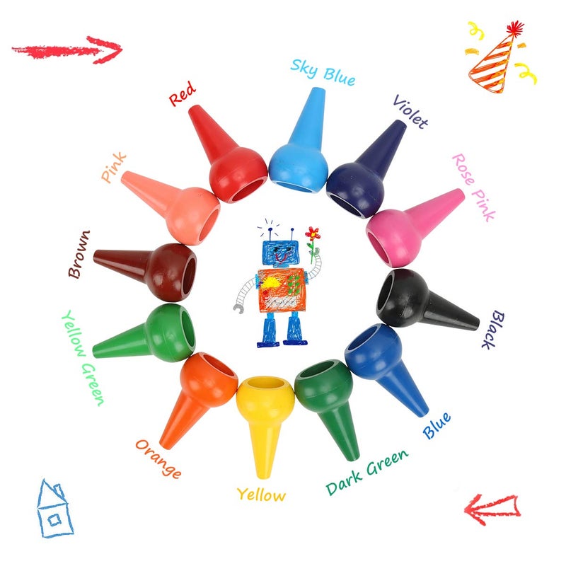 Smlper Jumbo Crayons for Toddlers, 12 Colors Finger Paint Palm Grip Crayons for Babies, Washable Wax Safe for Kids Children Boys and Girls - Image 2